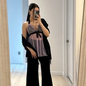 Thrifted purple lingerie bow blouse tank halter top